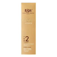 A 500ml bottle of Fair & White Gold:2 Revitalizing Body Lotion, showcasing its packaging and product details.