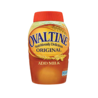 A container of Ovaltine Original malted drink mix with a vibrant design, showcasing its rich chocolate and malt flavor.