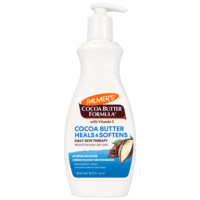 A 400ml bottle of Palmer's Moisturising Lotion with Cocoa Butter Formula (Coco), showcasing its packaging and product details.