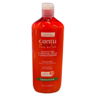A 400ml bottle of Cantu Shea Butter Sulfate Free Hydrating Cream Conditioner, showcasing its appealing packaging and product details.