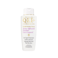 A 500ml bottle of Efficacité Lightening Body Lotion with Shea Butter, showcasing its packaging and product details.