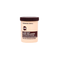 A 425g jar of TCB No Base Crème Hair Relaxer, showcasing its packaging and product details.